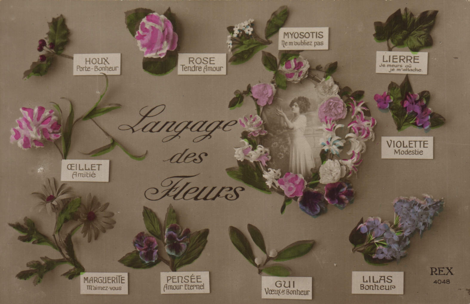 CPA Fantaisie Langage des Fleurs 