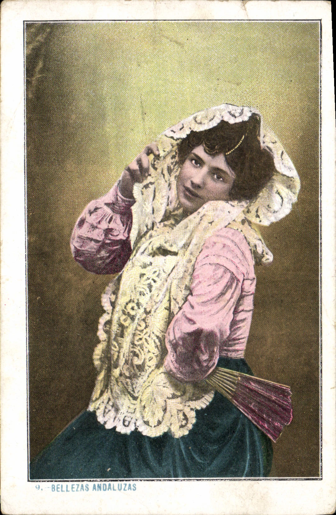 Postal Fantasia Abanico Bellezas Andaluzas