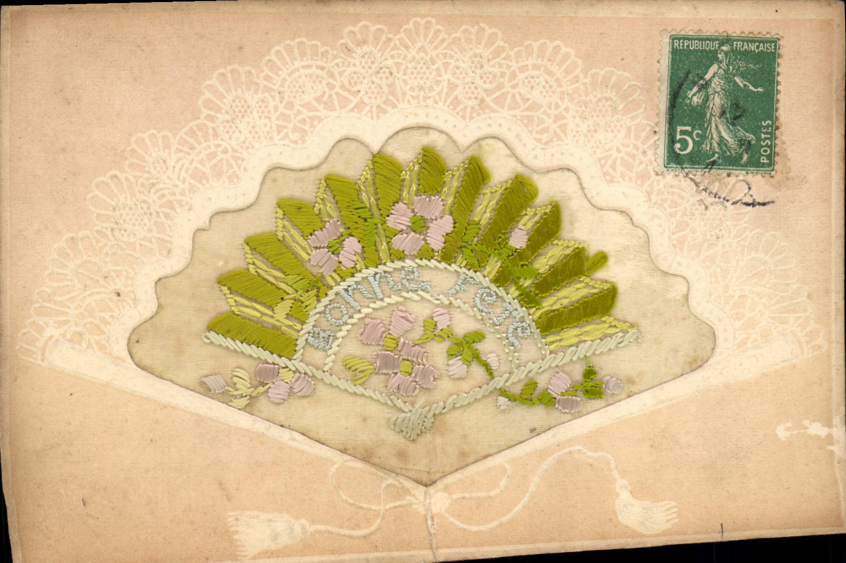 Postal Fantasia Bordado Abanico