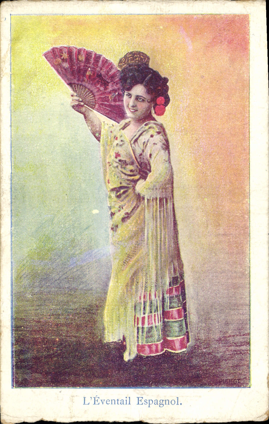 Postal Fantasia Abanico Español