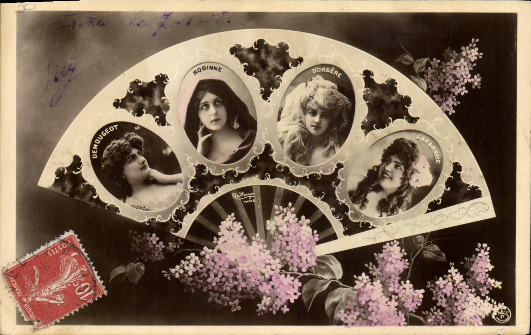 Postal Fantasia Abanico Demougeot Canal Dorgere Lafargue