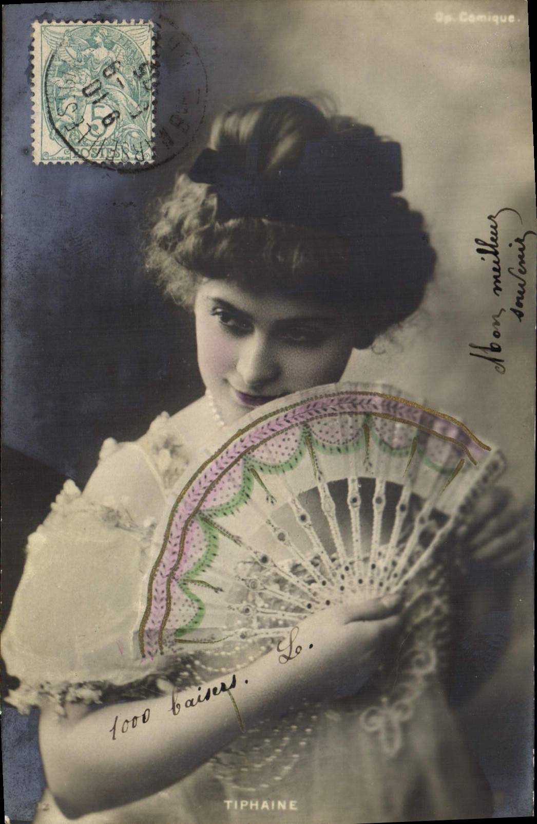 Postal Fantasia Abanico Ópera Cómica Tiphaine