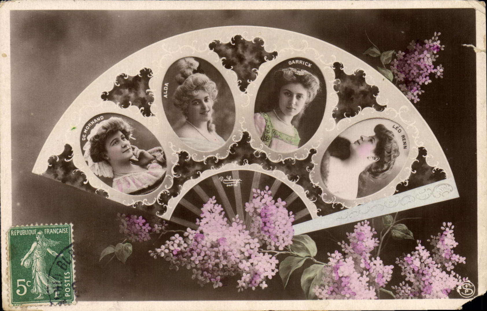 Postal Fantasia Abanico de Normando Aloa Garrick Leo Renn