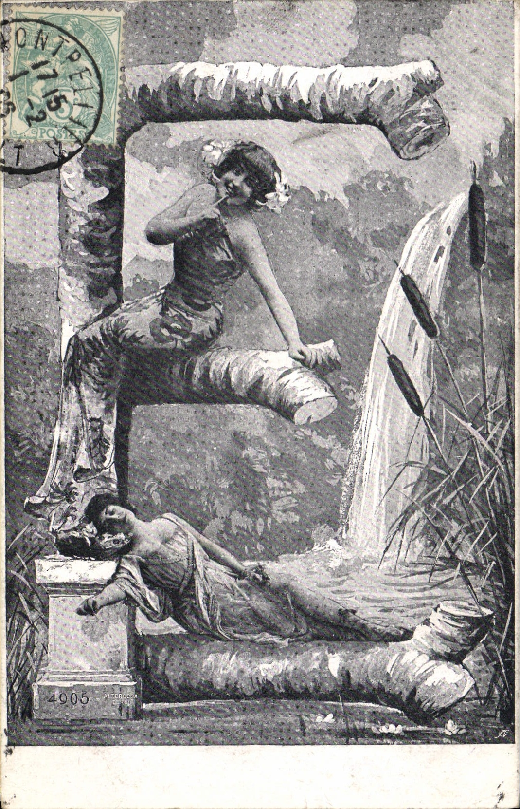 Postal Fantasia Mujer Cartas Carta F