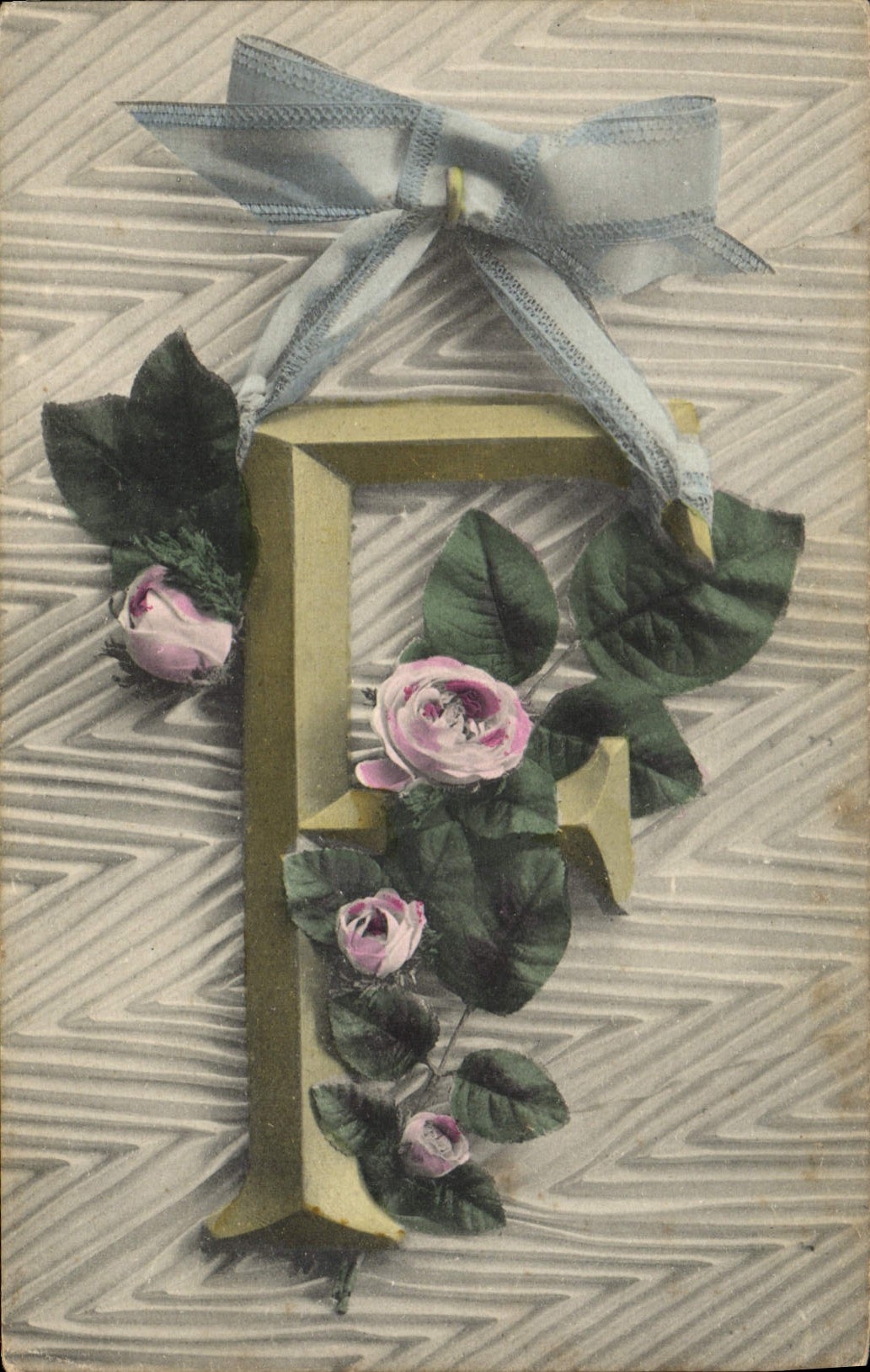 CPA Fantaisie Fleurs Lettres Lettre F Fleurs 