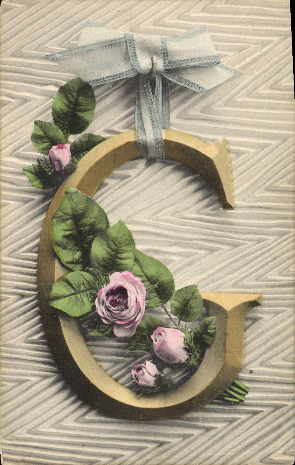 Vintage Postcard Fantasy Flowers Letters Letter G