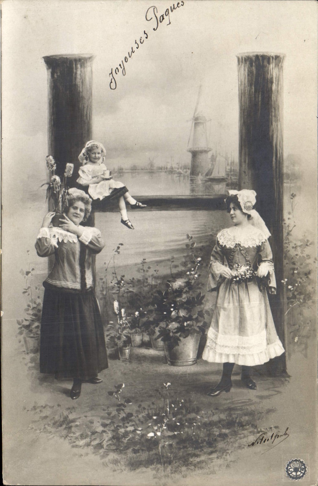 Vintage Postcard Fantasy Woman Letters Letter H