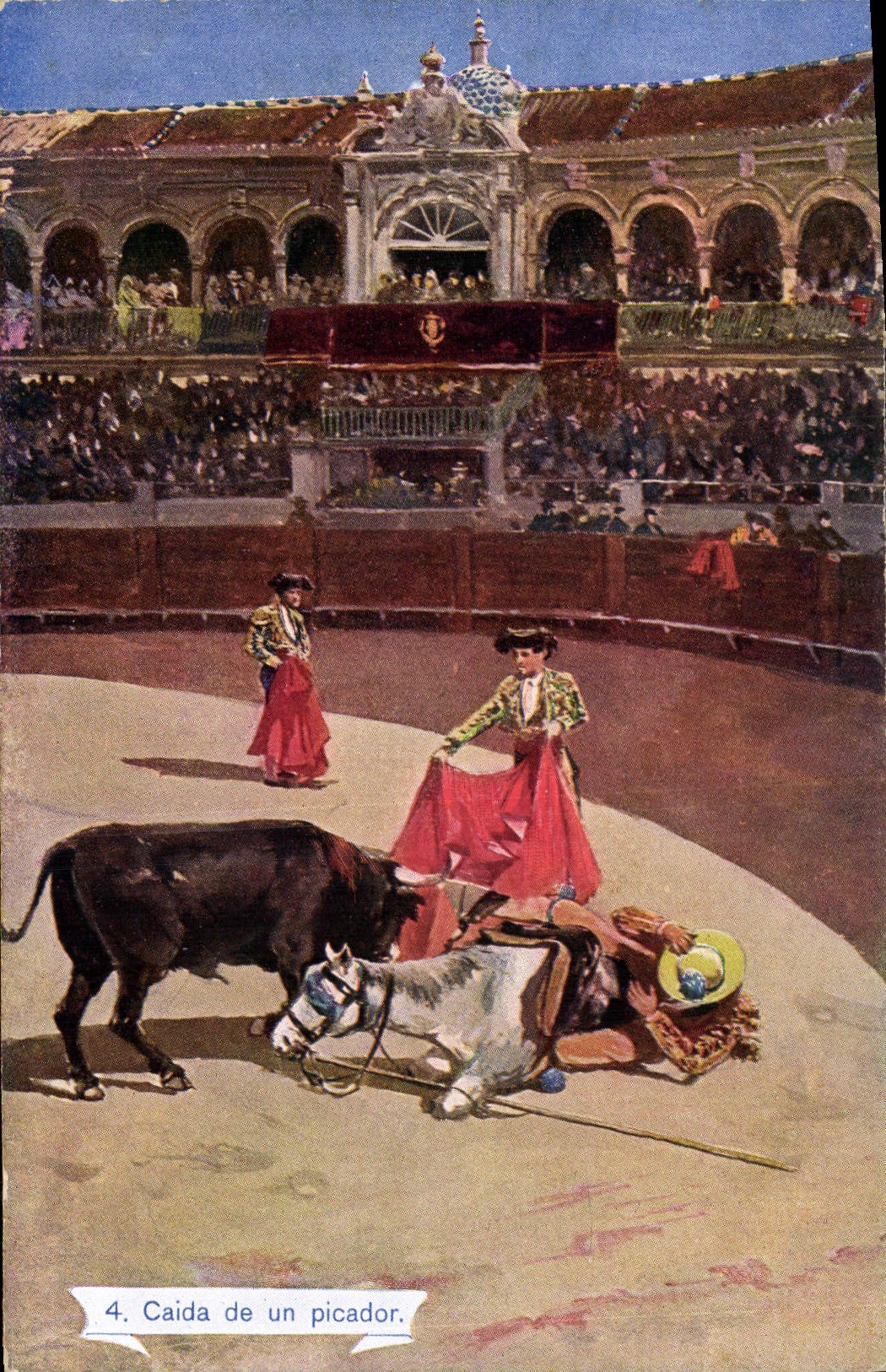 CPA Corrida Course de taureaux Caida de un picador