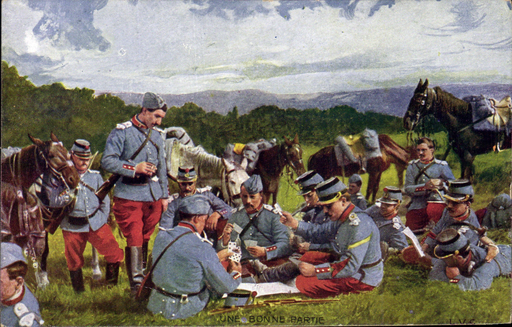 CPA Militaria Une bonne partie Cartes 