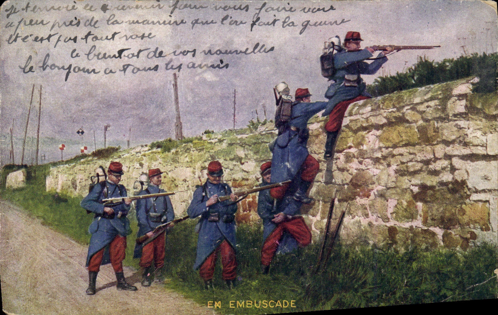 CPA Militaria En embuscade 