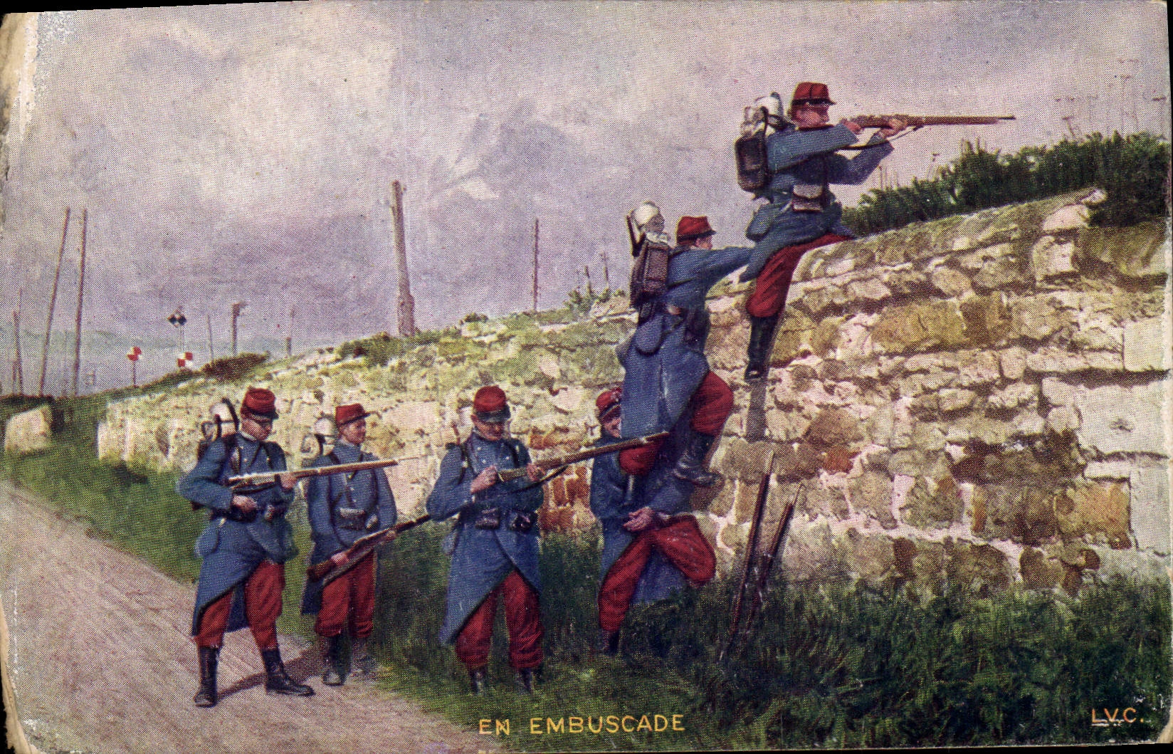 CPA Militaria En embuscade 