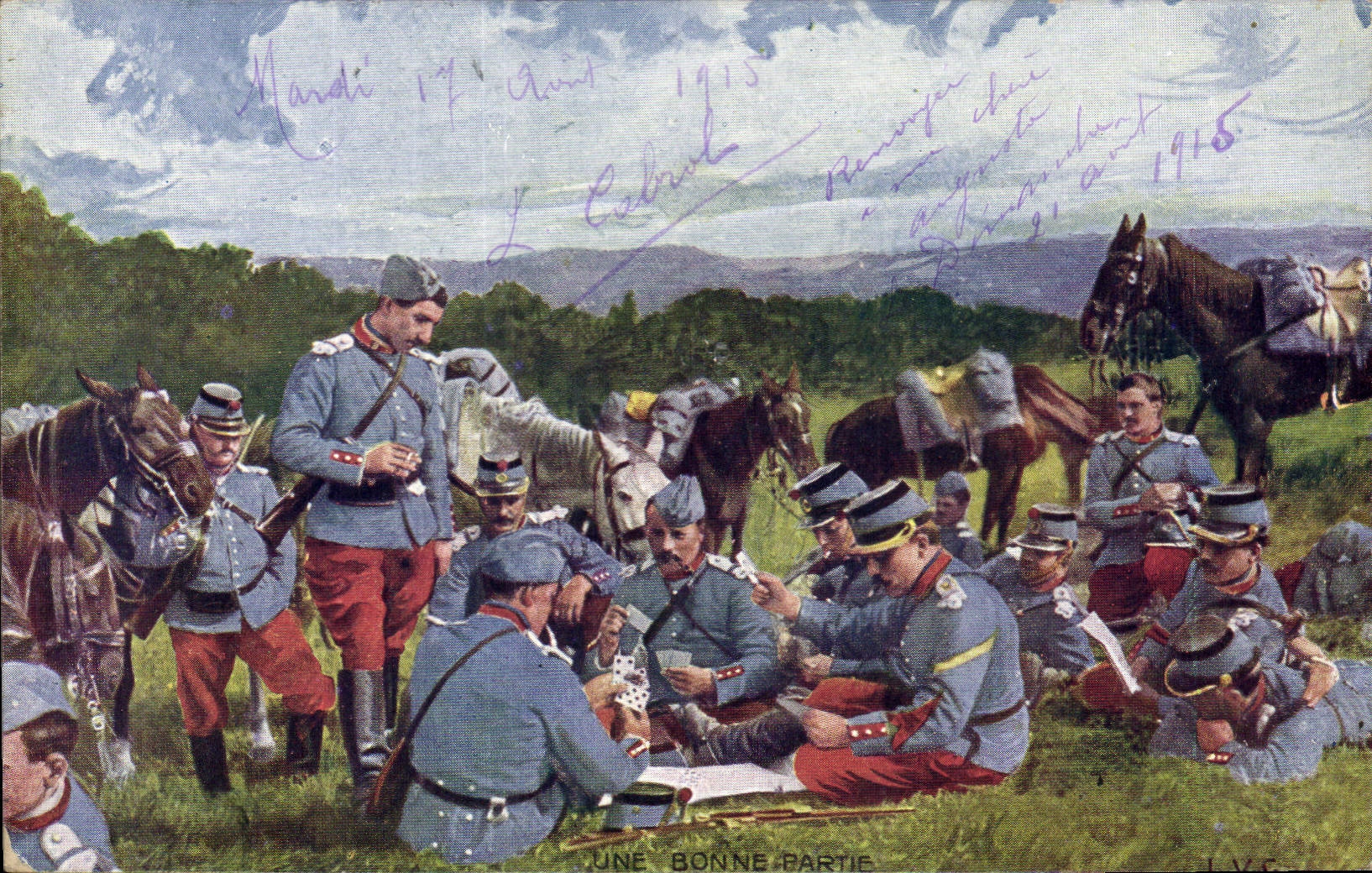 CPA Militaria Une bonne partie Jeu de cartes 