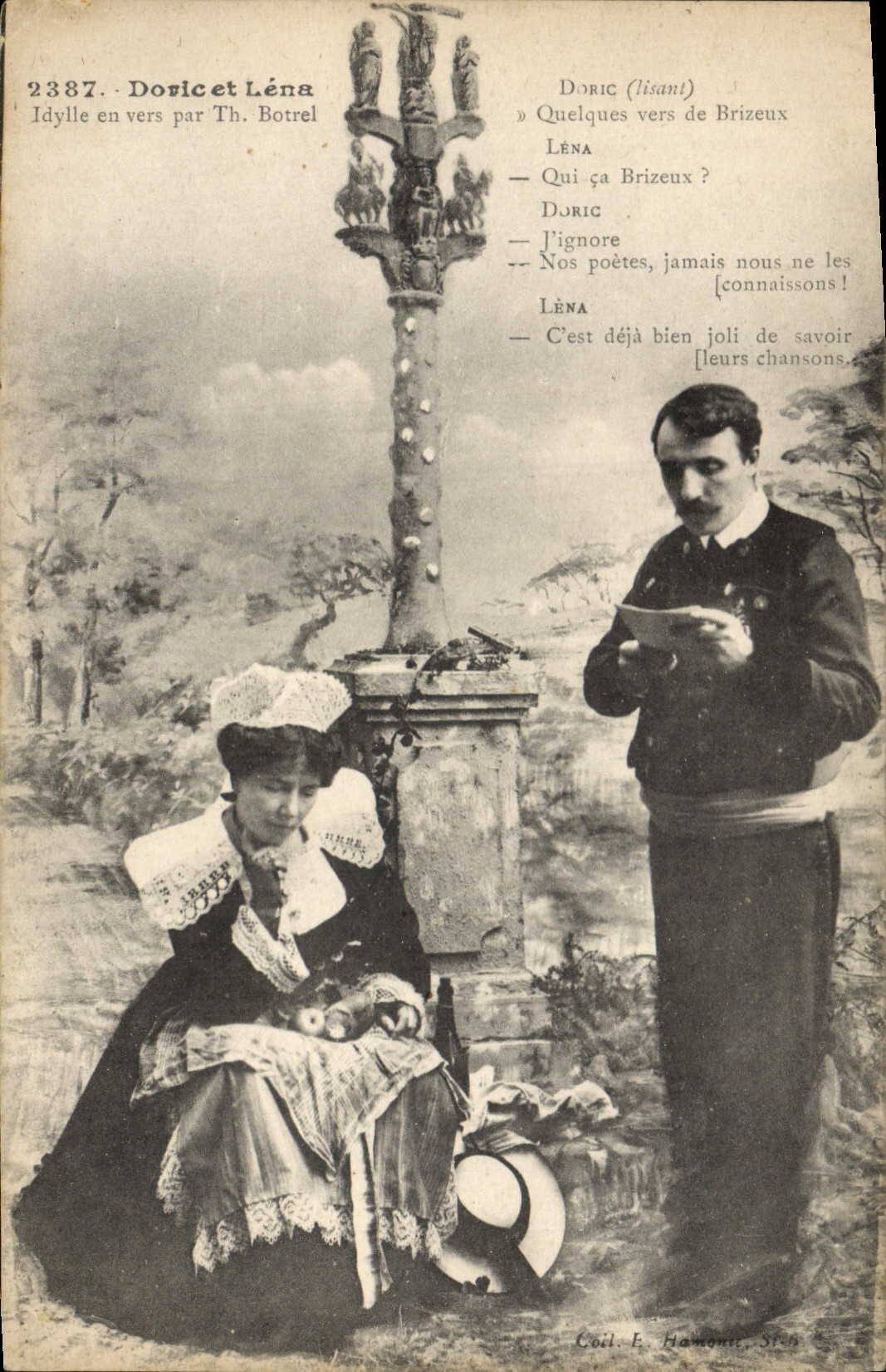 CPA Folklore Botrel Doric et Lena Idylle en vers