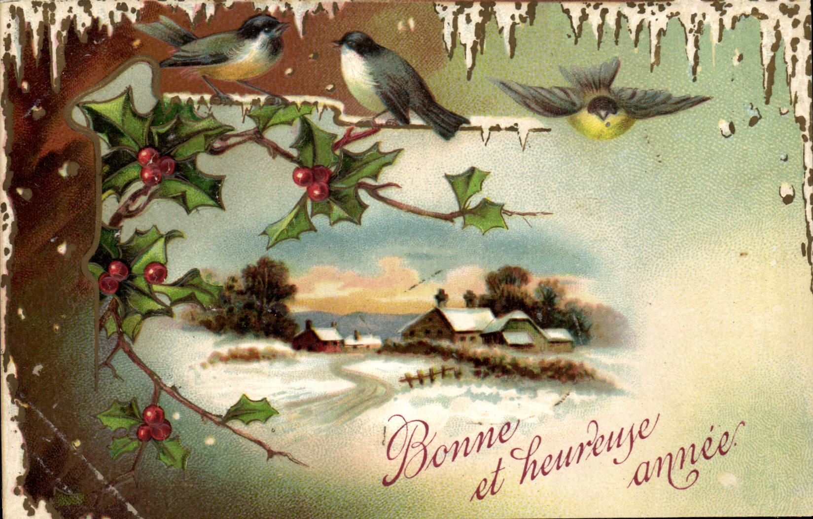 CPA Fantaisie Fleurs Oiseaux 