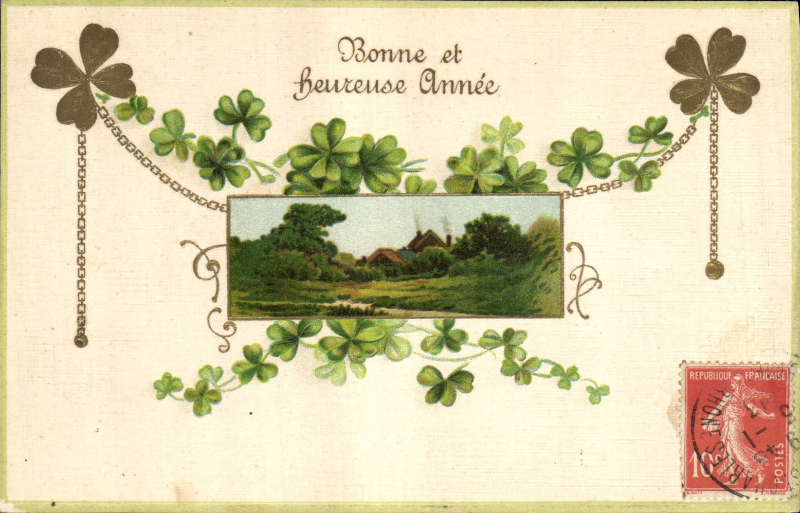 CPA Fantaisie Fleurs Trefles 