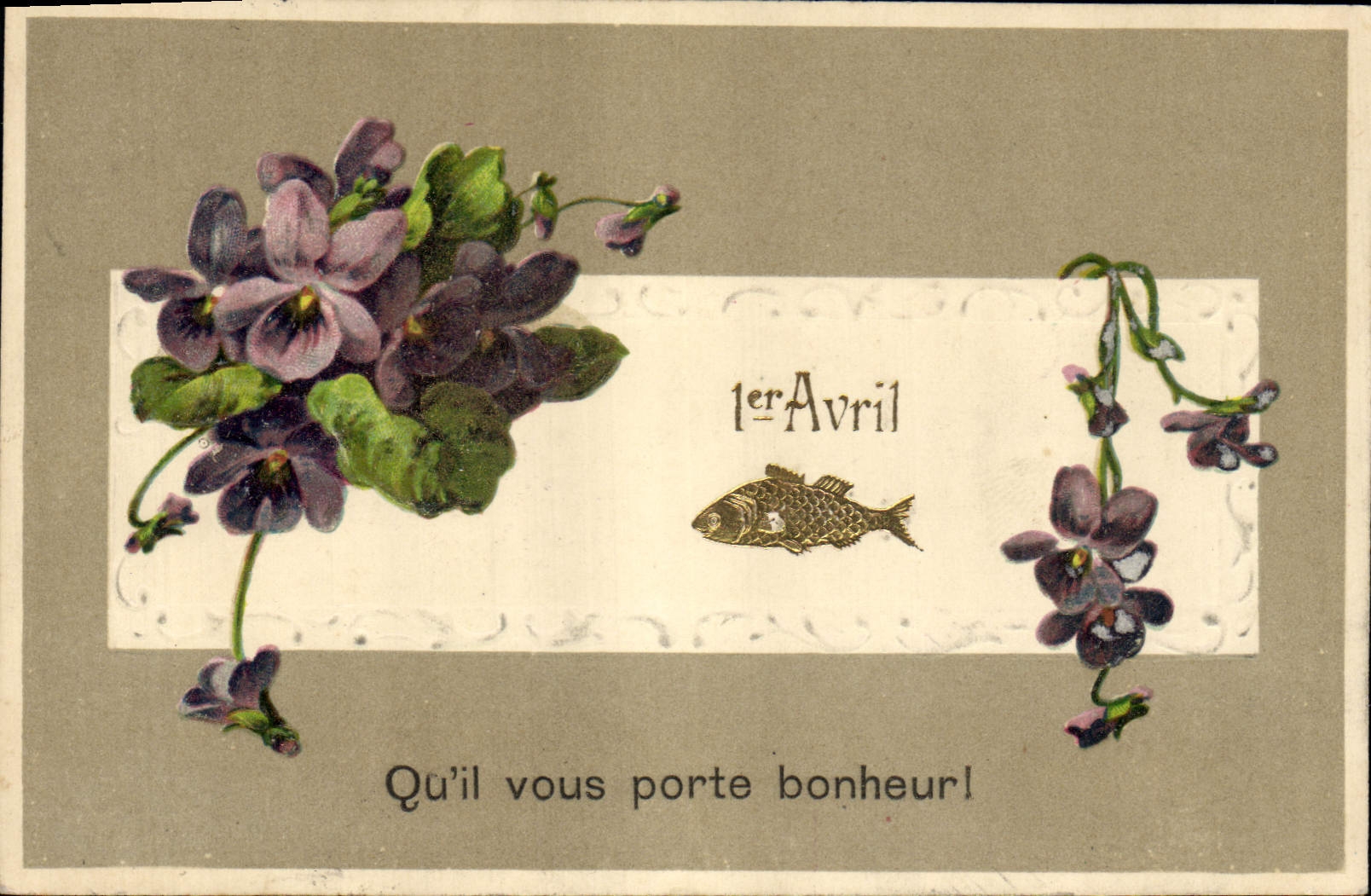 CPA Fantaisie Fleurs Poisson 1er Avril 