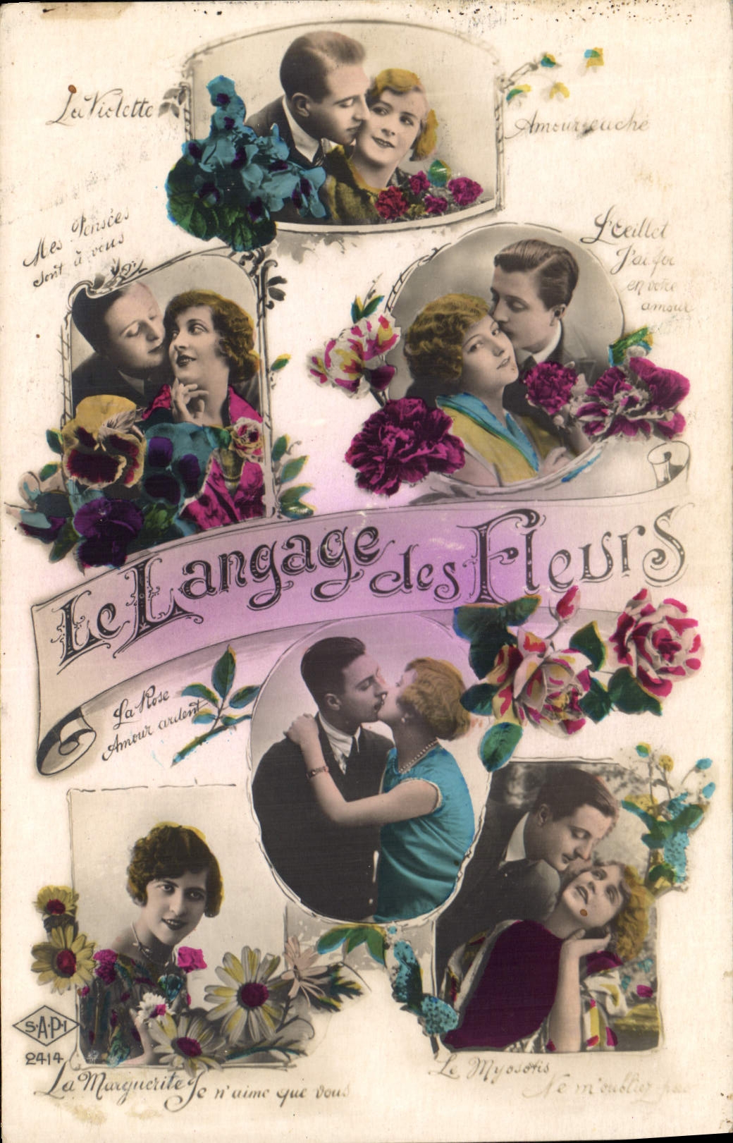 CPA Fantaisie Le langage des Fleurs Femmes 