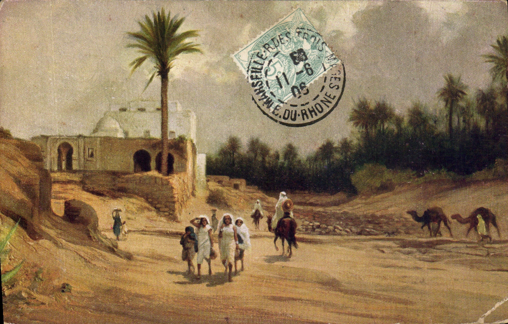 CPA Palmiers Oasis avec foret de dattiers 