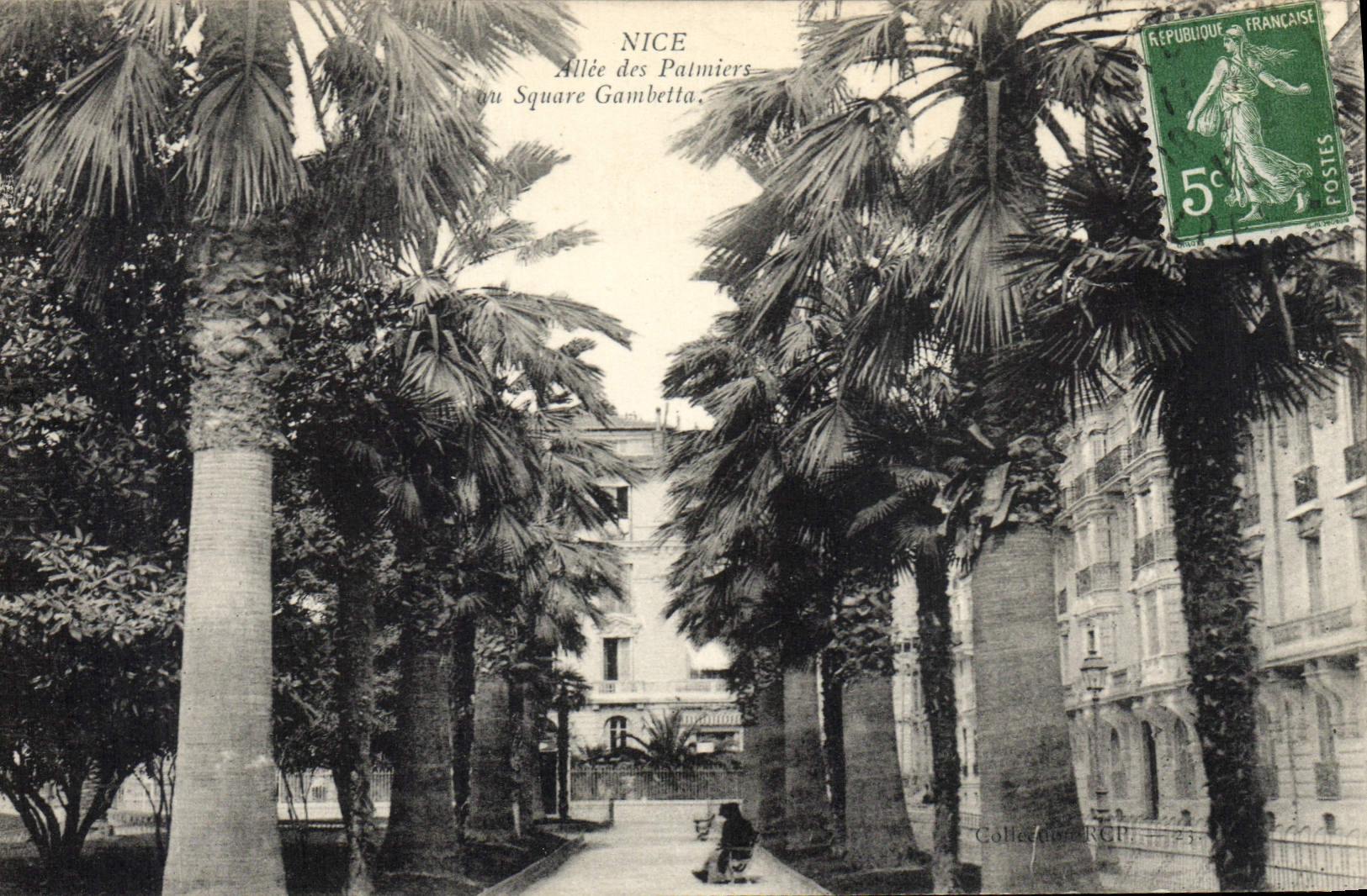 Vintage Postcard Nice Gone from the Palm trees to the Gambetta public garden