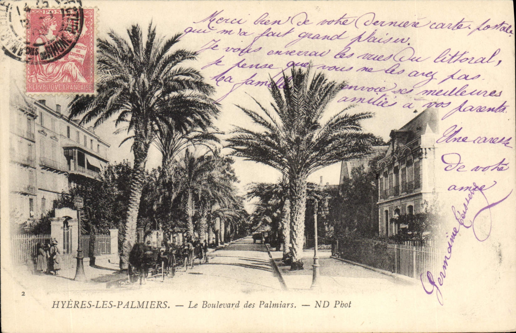 CPA Palmiers Hyeres les Palmiers Le boulevard des palmiers 