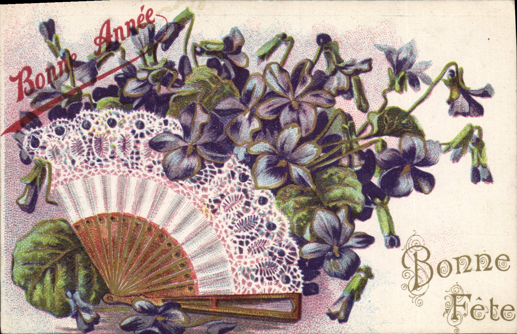 CPA Fantaisie Fleurs Eventail 