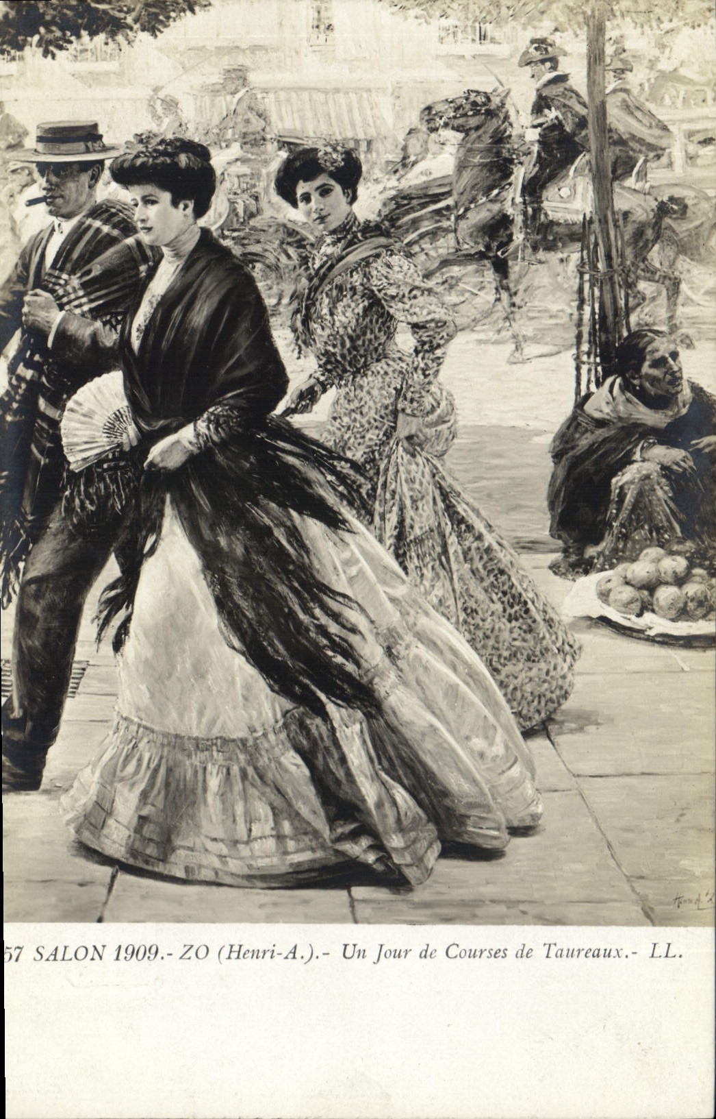 Vintage Postcard Fantasy Woman Range Living room 1909 One day of bullfights Bullfight