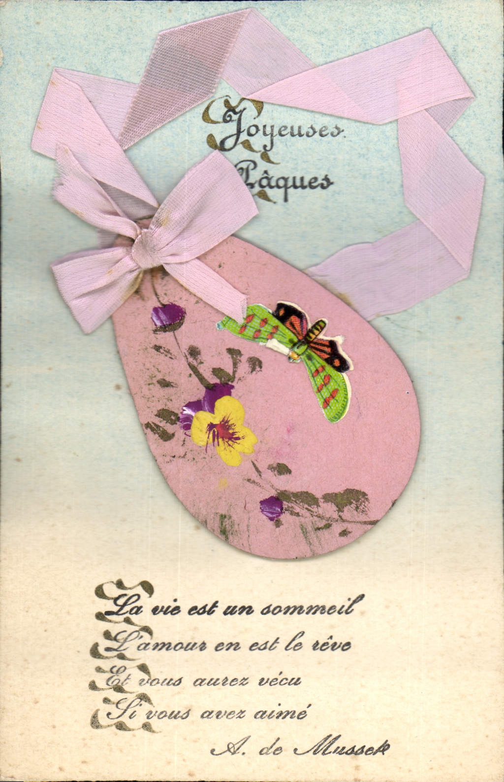 CPA Fantaisie Fleurs Paques Oeuf