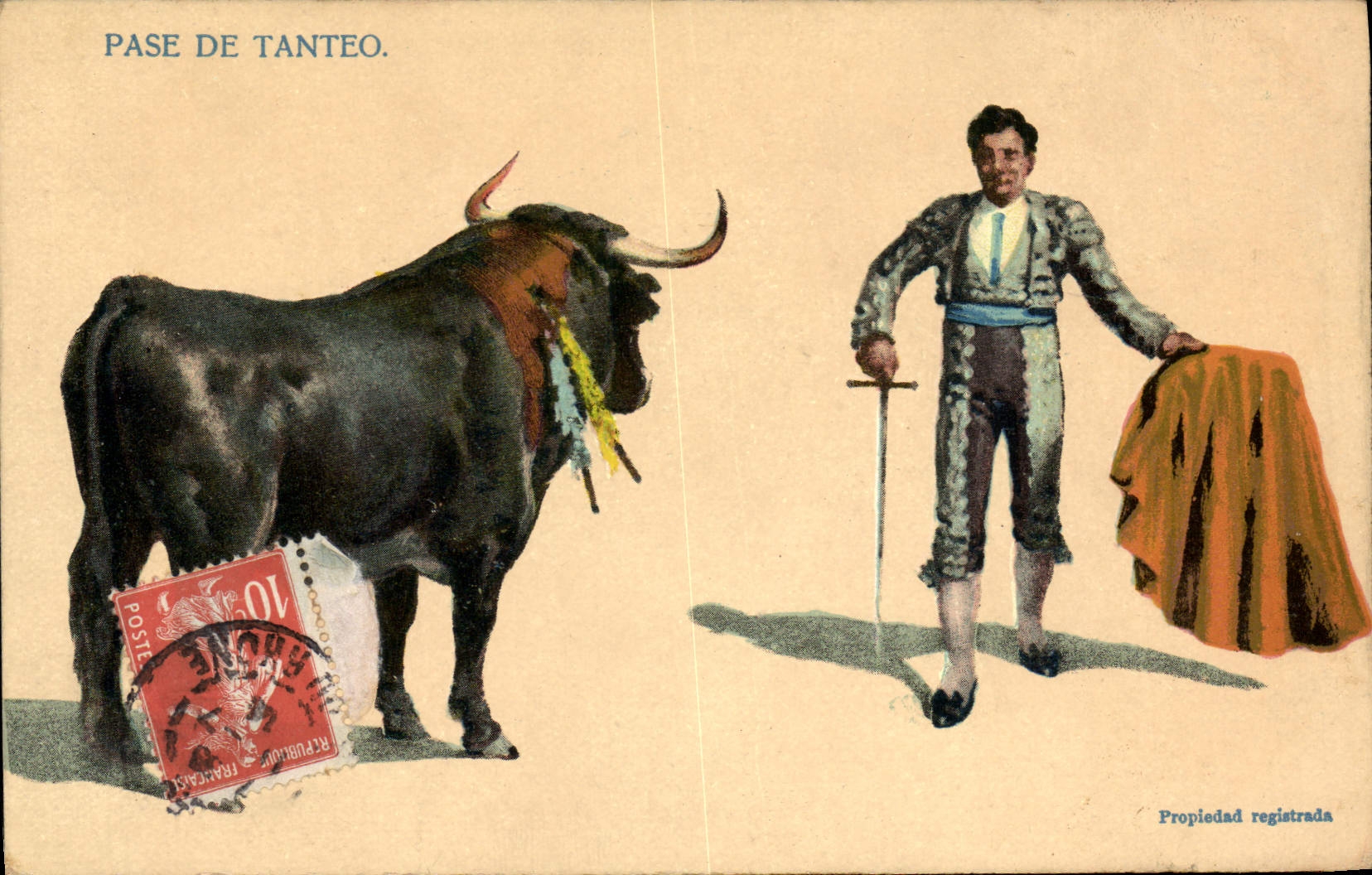 CPA Corrida Course de taureaux Pase de Tanteo 