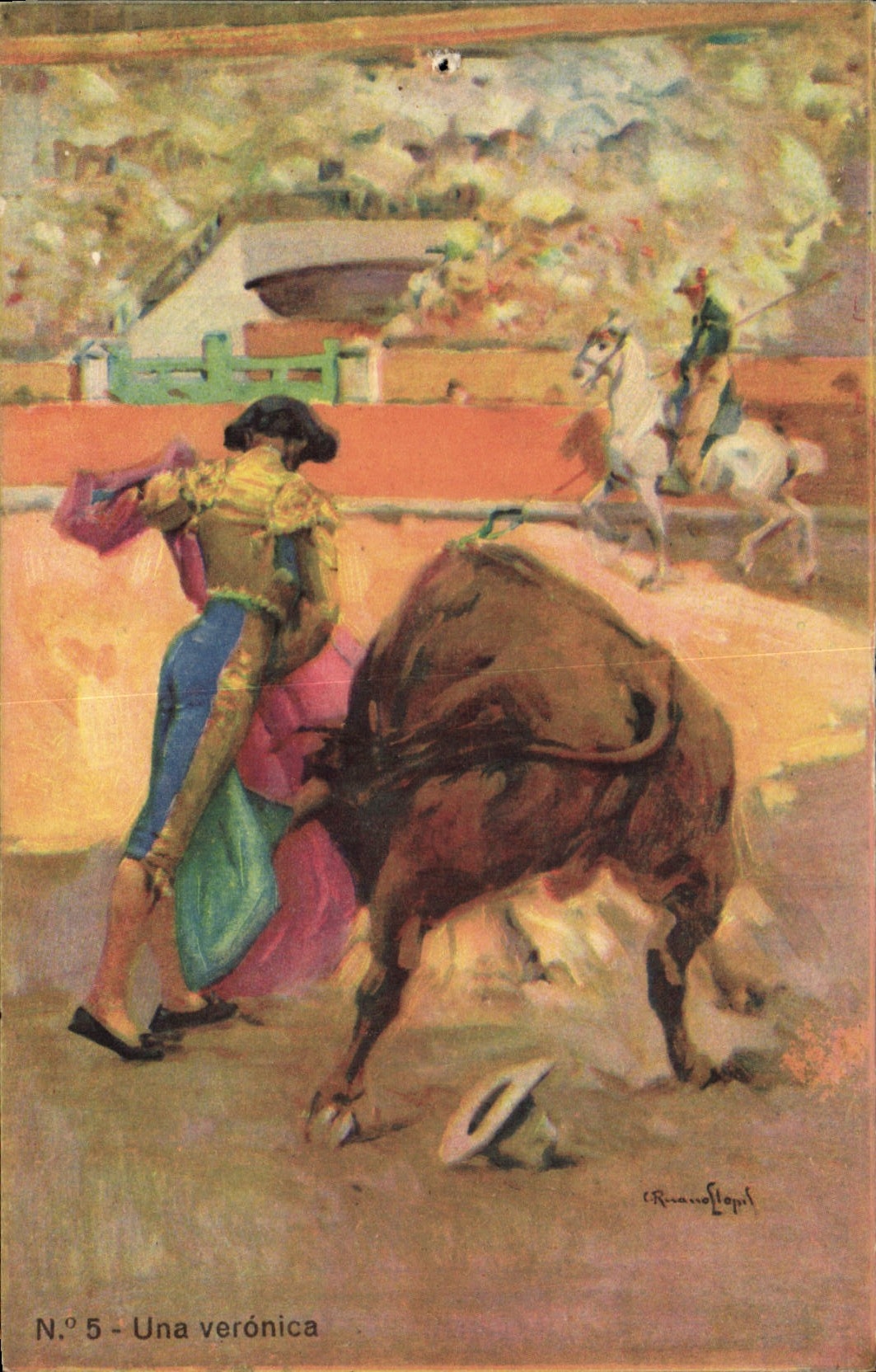 CPA Corrida Course de taureaux Una veronica