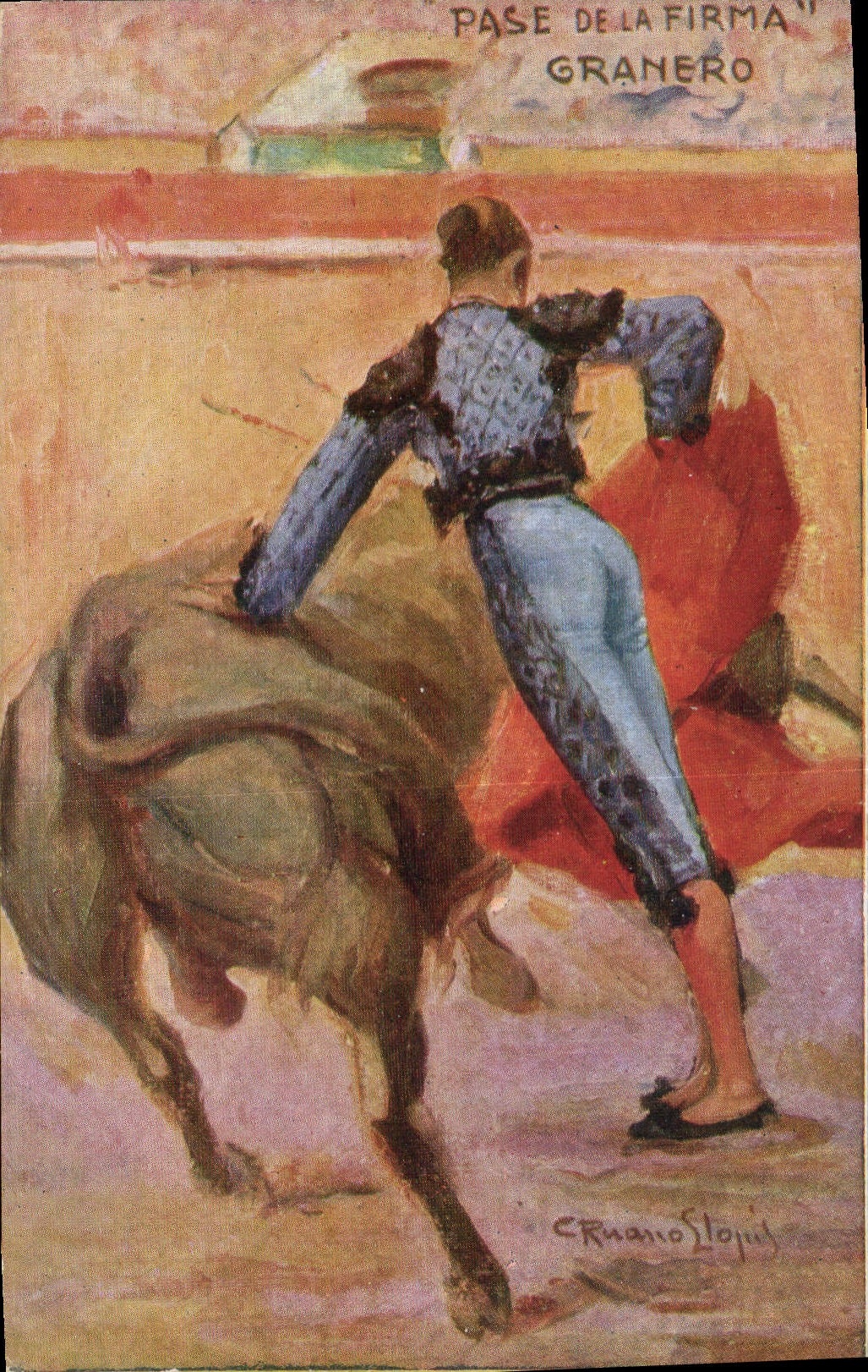 CPA Corrida Course de taureaux Pase de la Firma Granero