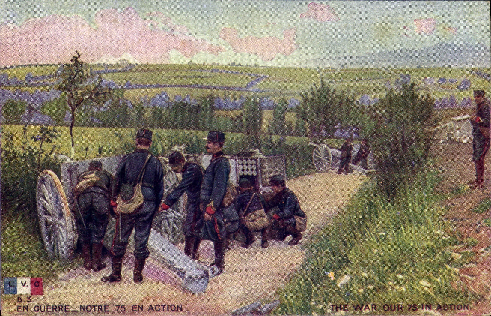 CPA Militaria Notre 75 en action Canon 