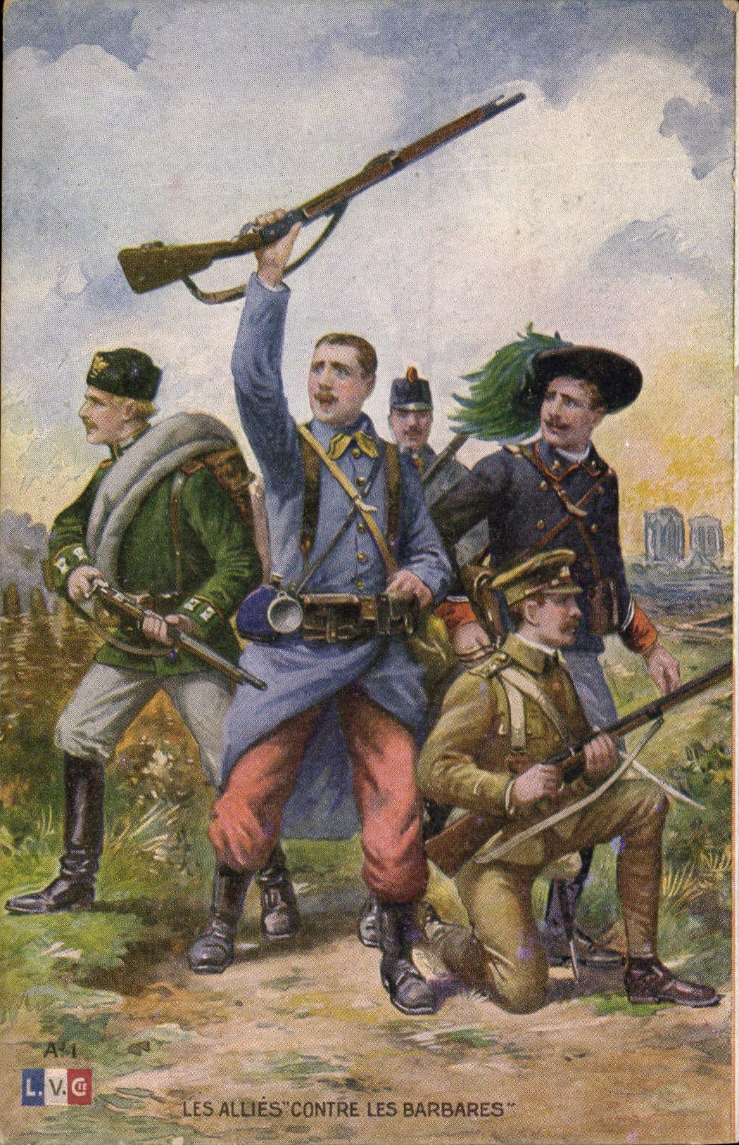 Postal Militaria los combinados contra los barbardes