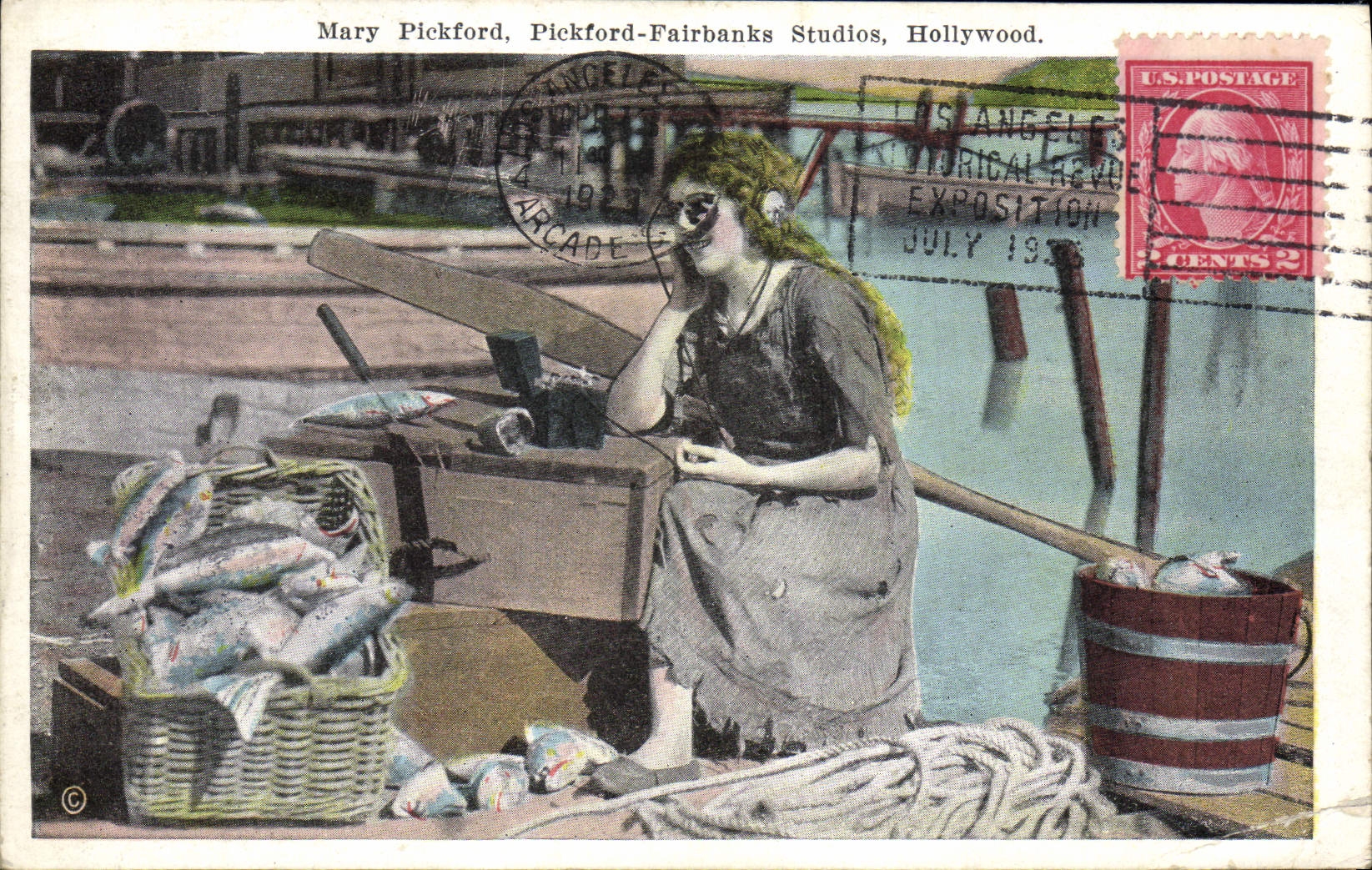 Vintage Postcard Cinema Mary pickford Fairbnaks Studios Hollywood SIGNAL