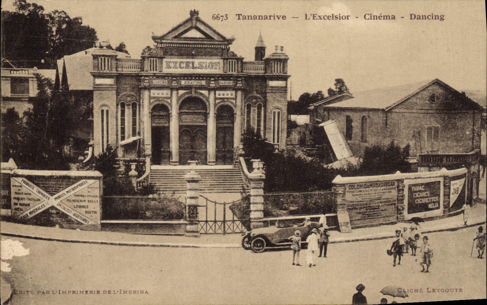 Vintage Postcard Tananarive Cinema the Excelsior Cinema Dance hall Madagascar SIGNAL