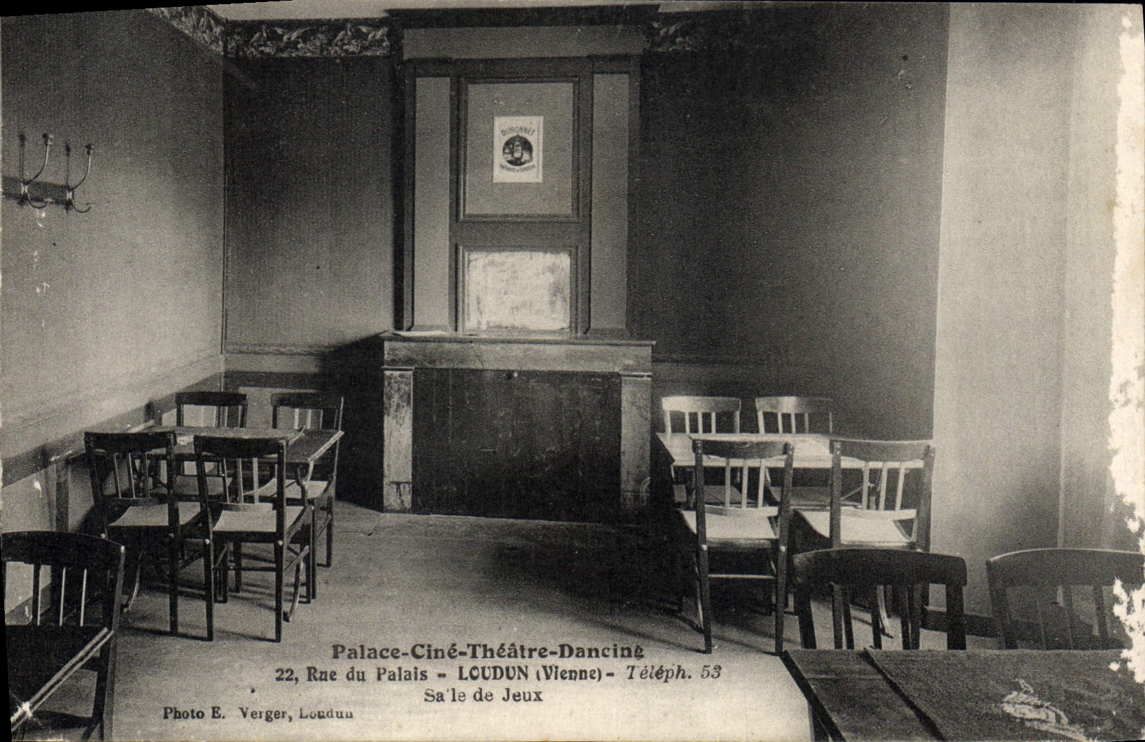 Vintage Postcard Cinema De luxe hotel Movies Theater Dance hall Street of the Palate Loudun Gaming room