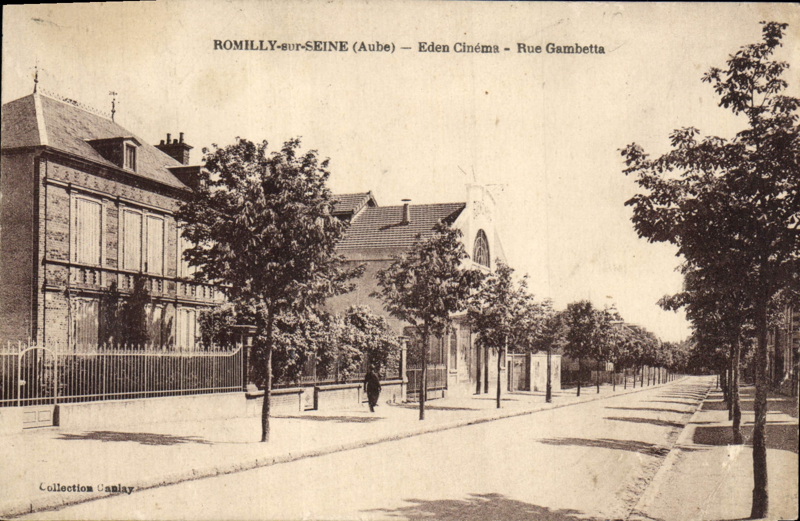 Vintage Postcard Eden Cinema Street Gambetta Romilly on the Seine