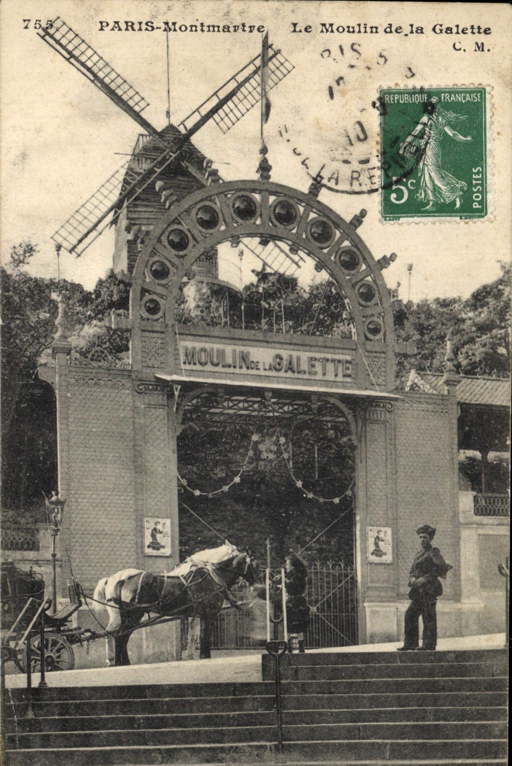 Vintage Postcard Paris Theater the mill of the wafer Horse