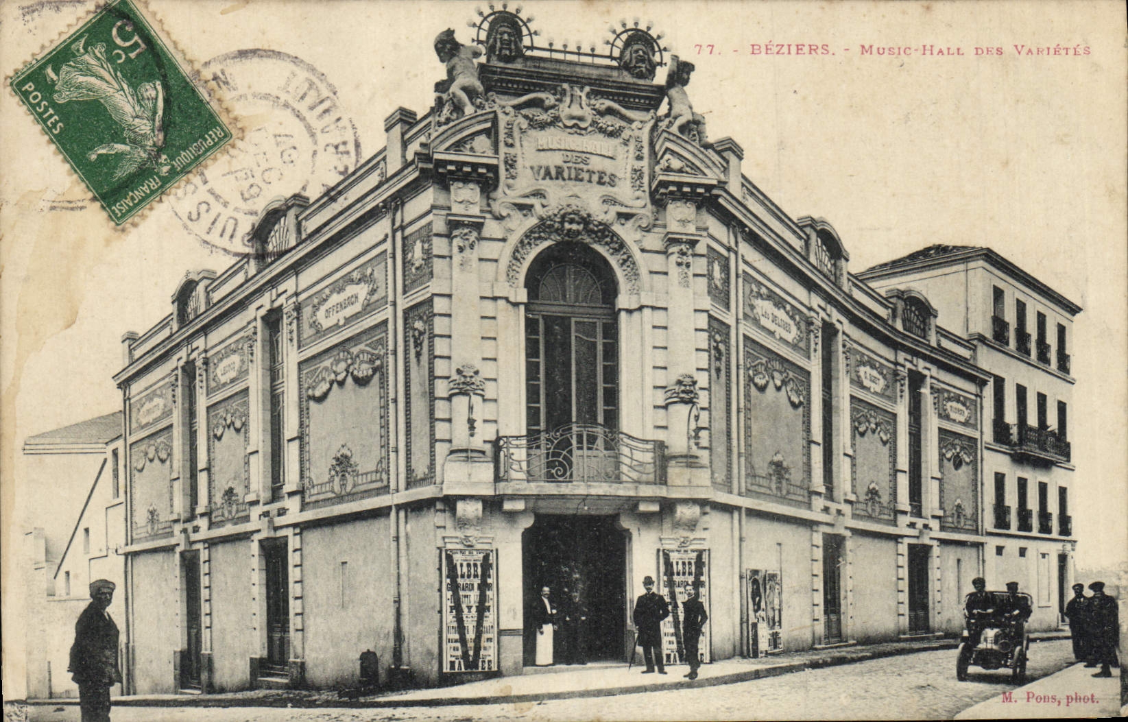 Vintage Postcard Theater Beziers Music Hall of the Varieties
