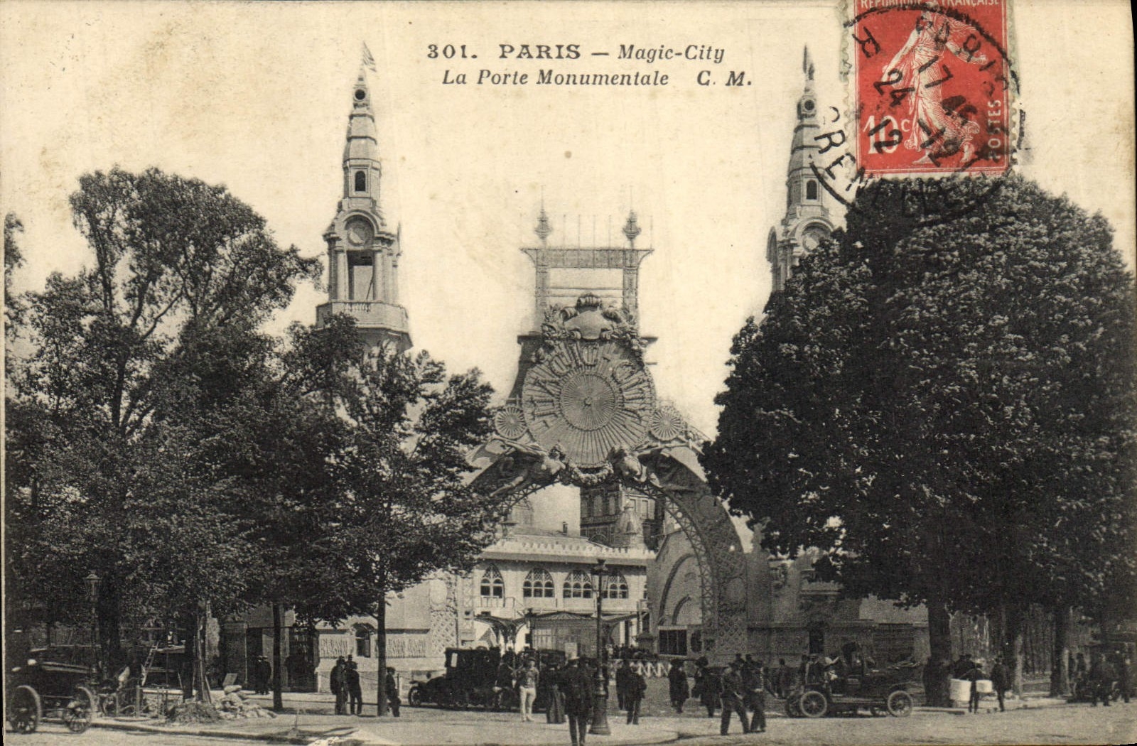 Vintage Postcard Theater Paris Magic City the monumental door