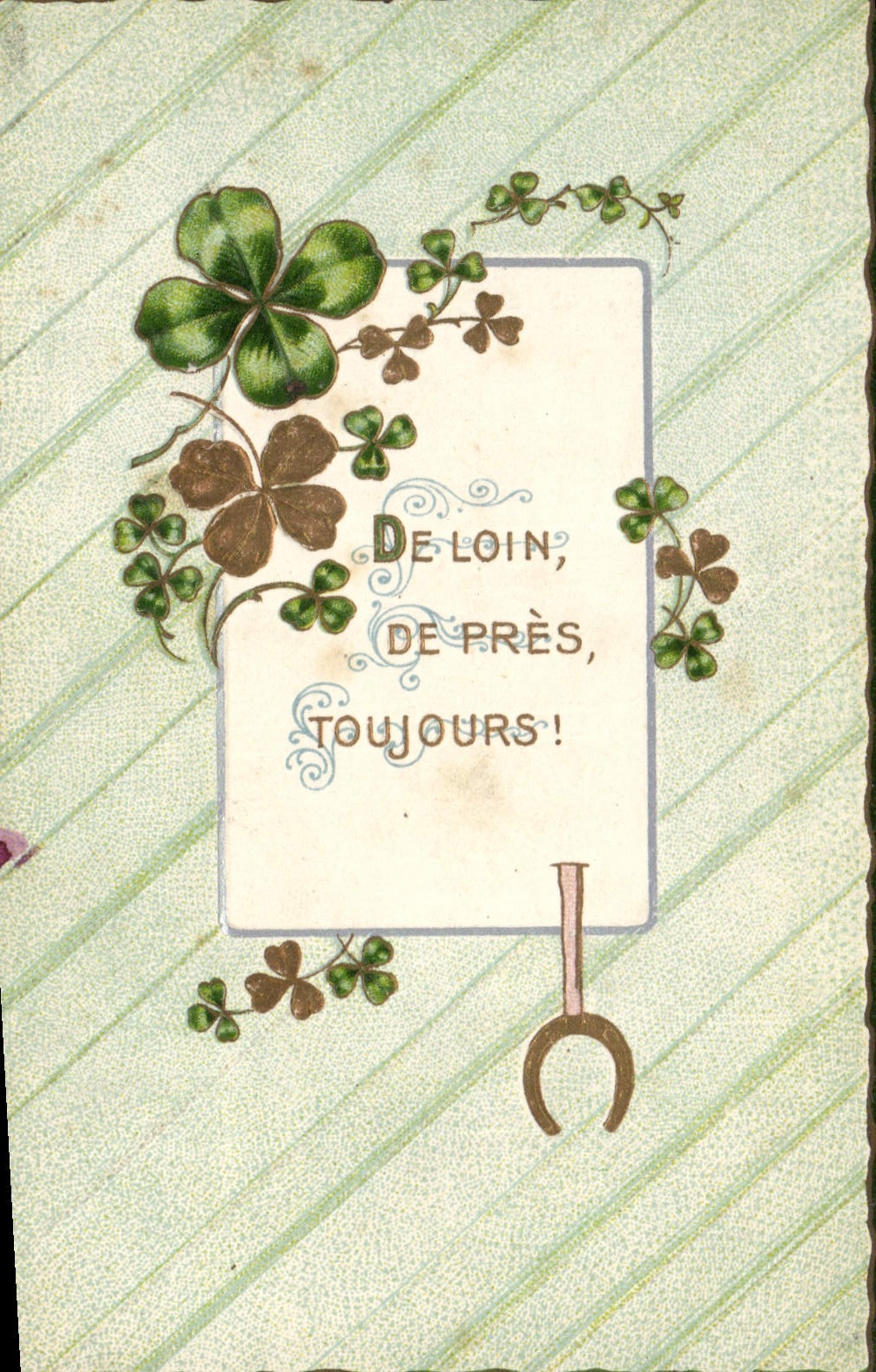 CPA Fantaisie Fleurs Fer a cheval Trefle