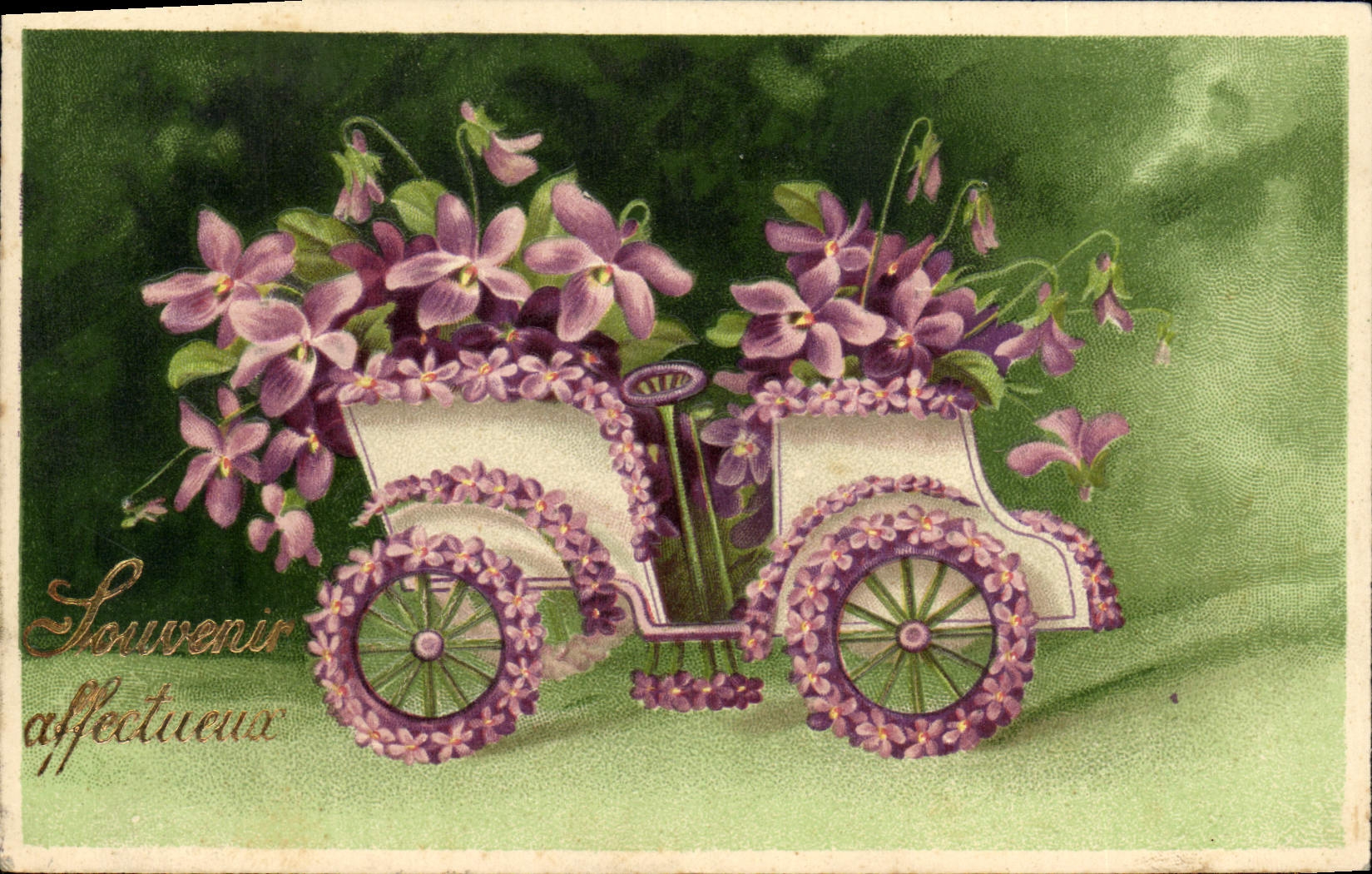 CPA Fantaisie Fleurs Automobile 