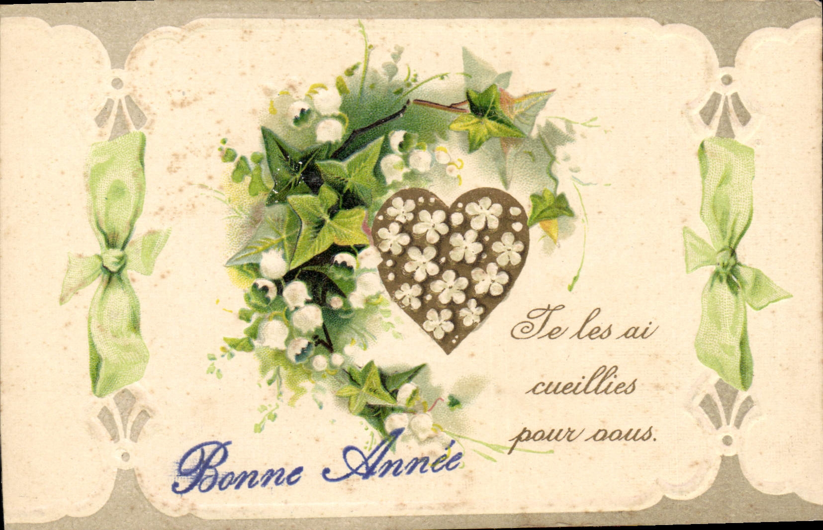 CPA Fantaisie Fleurs Coeur 