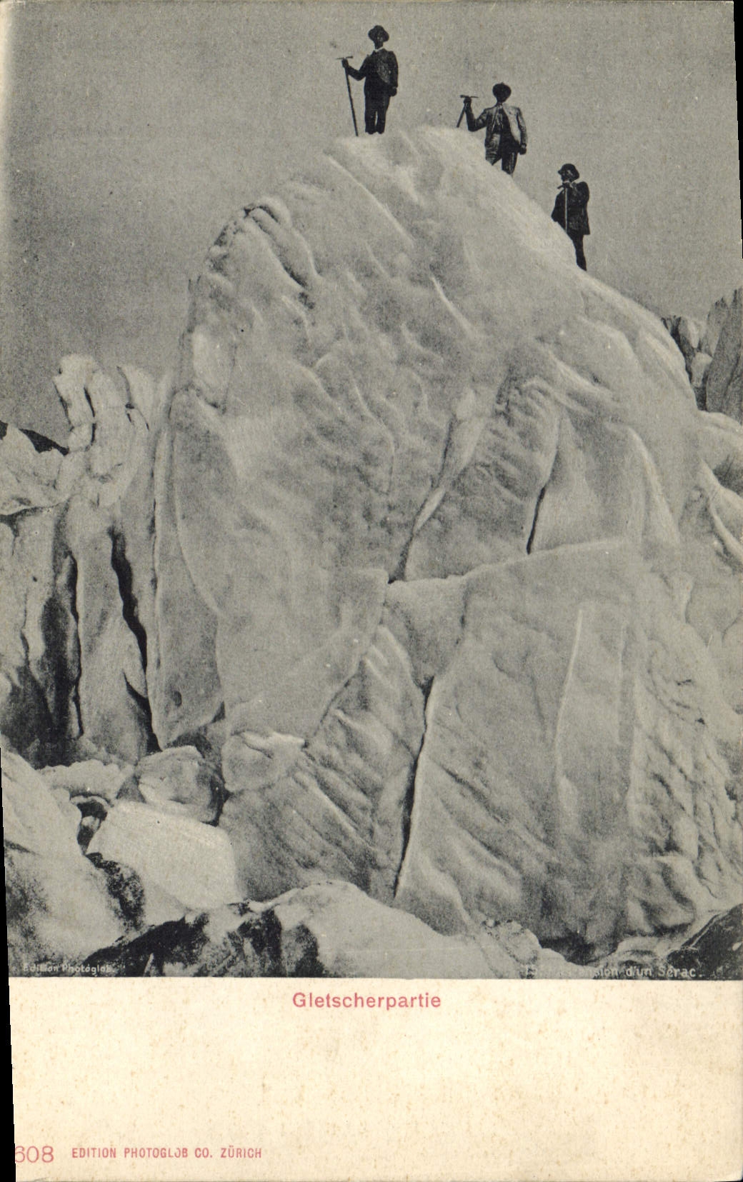 Vintage Postcard Gletscherpartie Alpinism