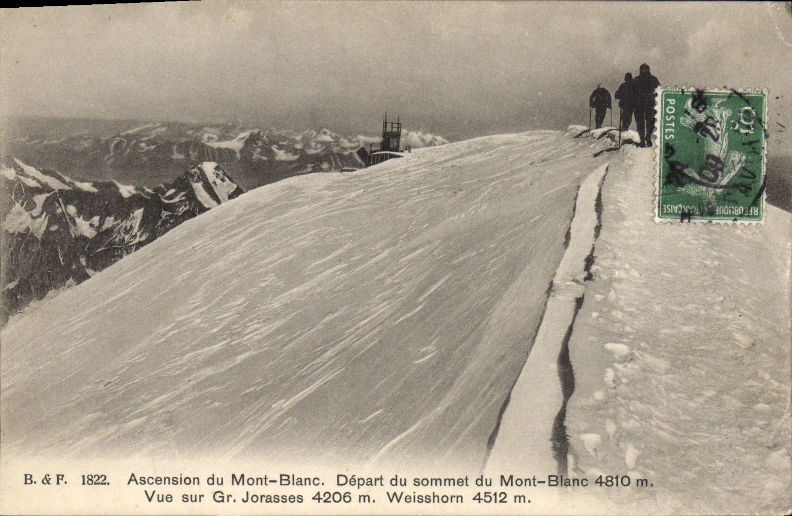 CPA Alpinisme Ascension du Mont Blanc Depart du sommet du Mont Blanc Vue sur Gr Jorasses Weisshorn 