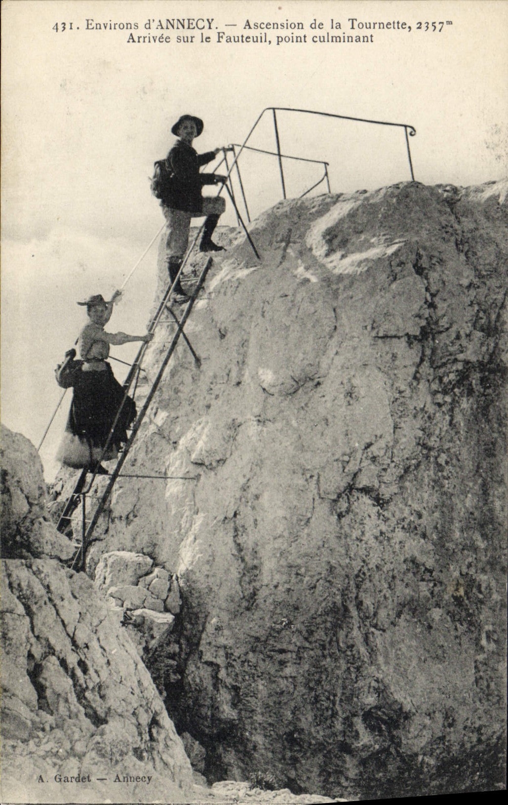 Vintage Postcard Alpinism Surroundings of Annecy Rise of the Spinner Arrived on the armchair summit