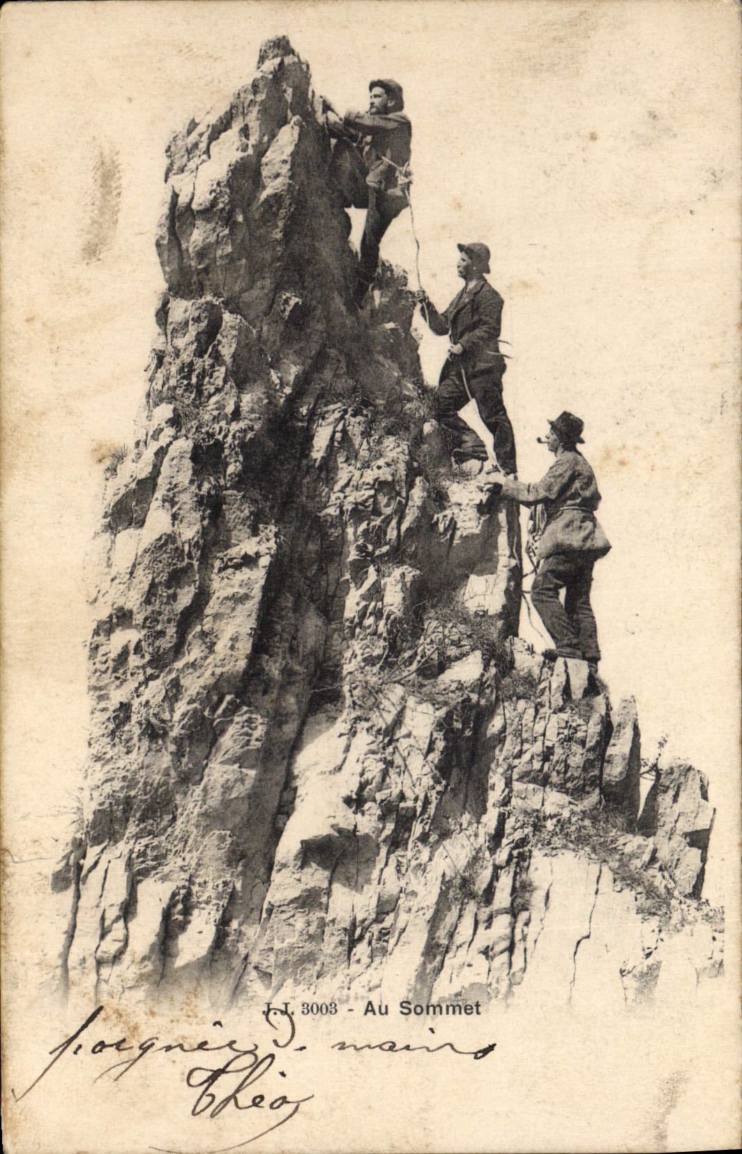 Vintage Postcard Alpinism At the top