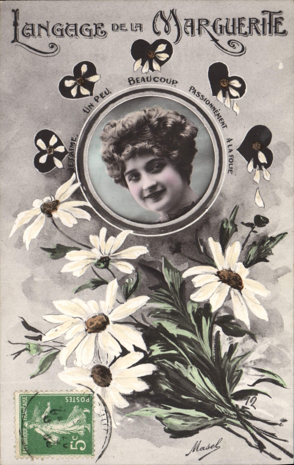 CPA Fantaisie Langage des Fleurs Marguerite 
