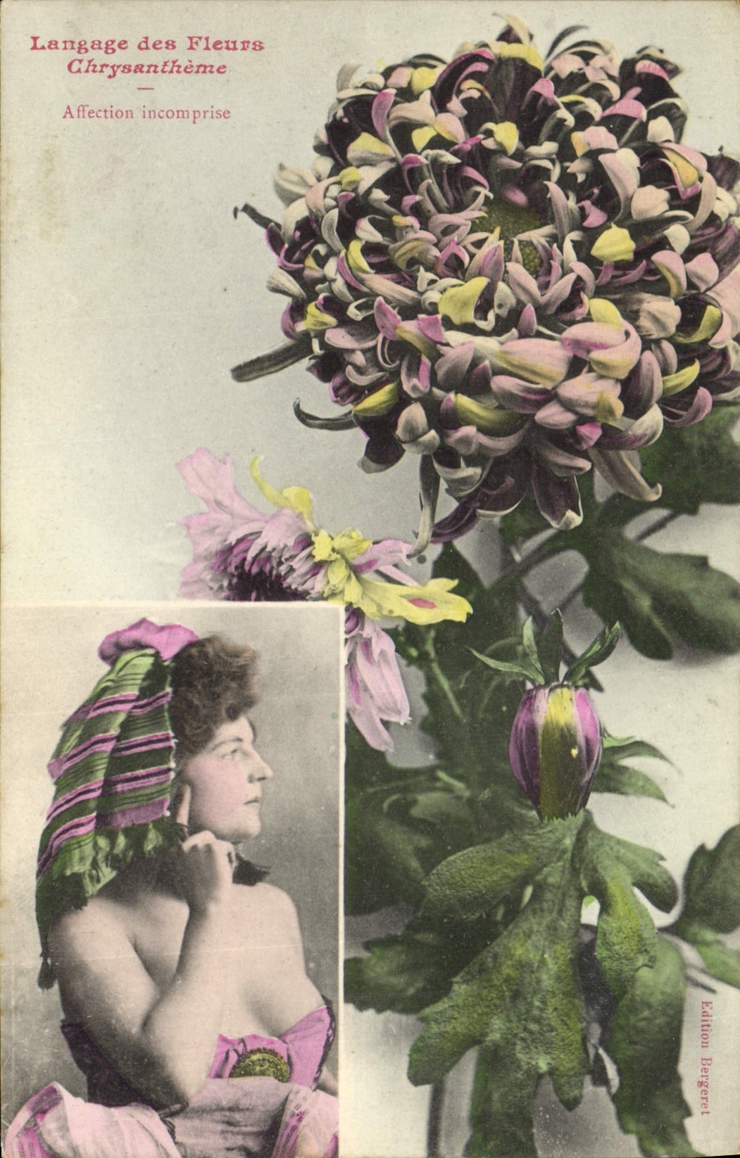 CPA Fantaisie Langage des Fleurs Chrysantheme Femme 