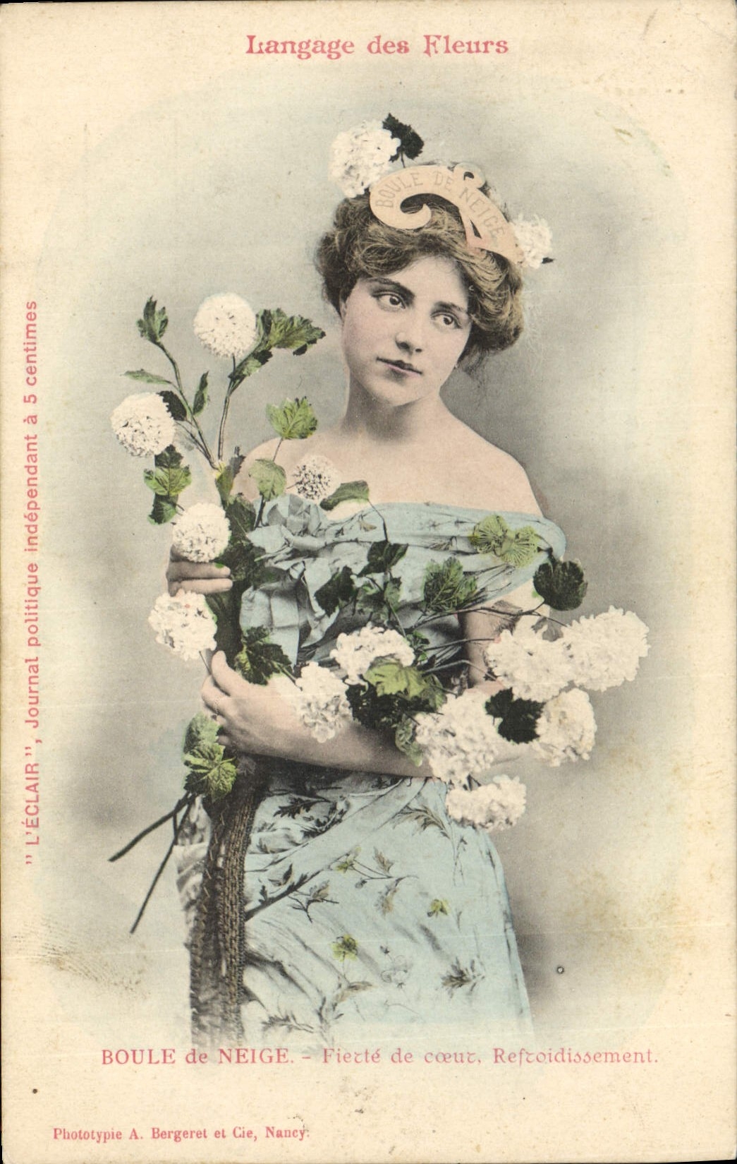 CPA Fantaisie Langage des Fleurs Femme Boule de neige