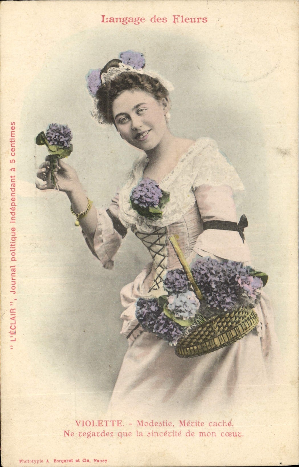 CPA Fantaisie Langage des Fleurs Violette Femme